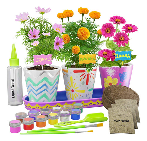 Kit De Jardinera De Flores De Gres De Pintura Y Plantas, Reg