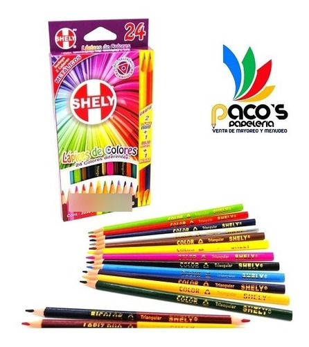 Colores Shely C/24+4 Triangulares  Pack C/3