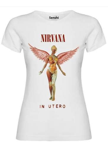 Polera Nirvana In Utero Corte Damas Estampada En Dtf Cod 002