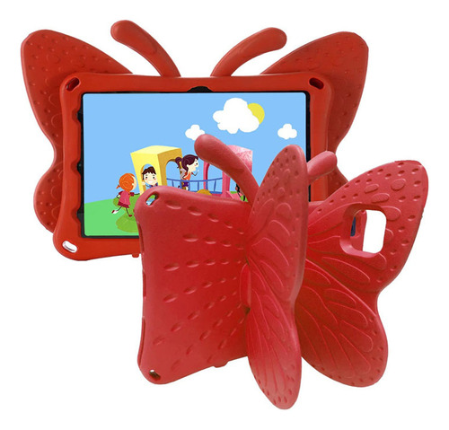 Funda Para iPad 7ma Gen 10.2  De Goma Mariposa Roja