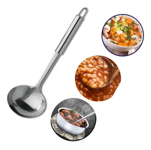 Kit 8 Conchas De Cozinha Feijão Utensilio Em Aço Inox 33cm