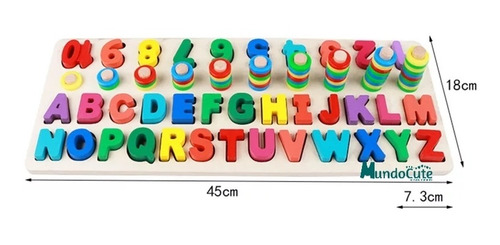 Imagen 2 de 5 de Ábaco Números Y Letras Madera Juguete Didáctico Juguetes