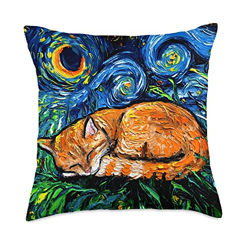 Almohadón Diseño De Gato Naranja Tabby Durmiendo Bajo...