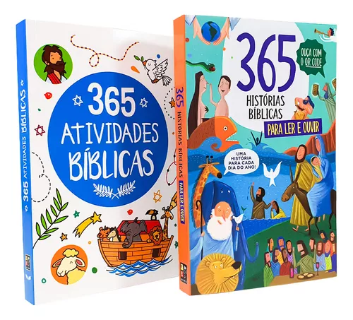 Kit 02 Livros Infantil 365 Histórias Bíblicas Para Ler e Ouvir +