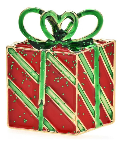 Broche Prendedor Caja De Regalo Navidad Escarchado Para Ropa