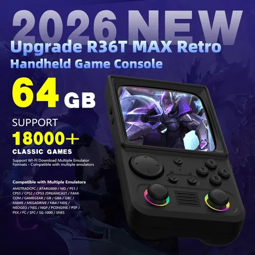 Consola Retro R36T MAX Con Pantalla IPS De 4" Y 18,000 Juegos | WiFi 5G Y Batería De 4000 MAh