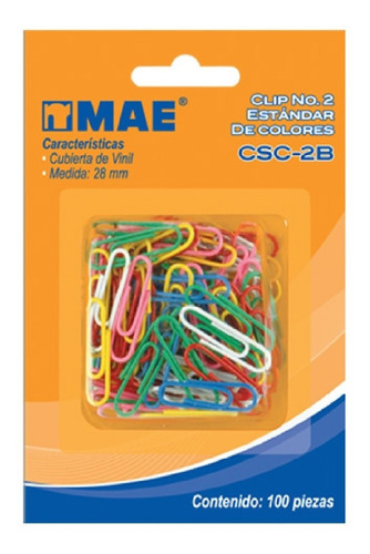 Clip Mae Csc-2b Estandar Blister C/100 Piezas De Colores /v