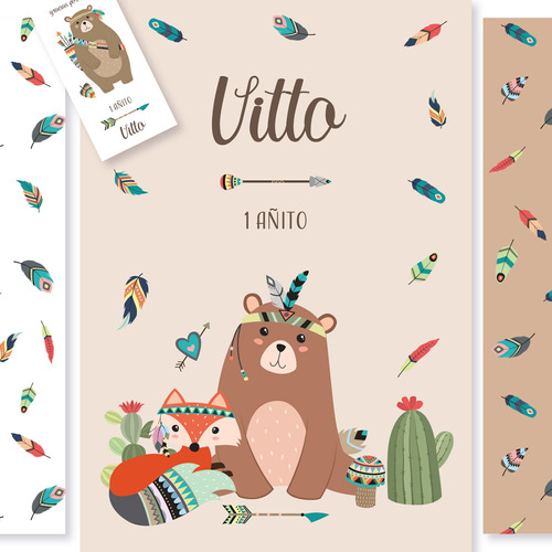 Kit Imprimible Animalitos Del Bosque Tribal Tipi Candy Bar T