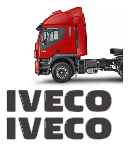 Imagem 1 de 4 de Par De Emblemas Iveco Stralis 2010 Adesivo Resinado Lateral