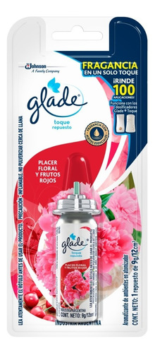 Repuesto aromatizante Glade Toque placer floreal y frutos rojos 9 g