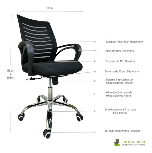 Sillón Ejecutivo Ellen Regulable Silla De Escritorio Oficina