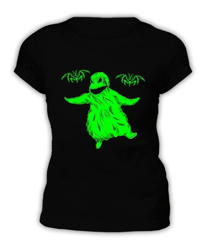 Polera Negra Mujer - Oogie Boogie Con Efecto Fosforecente