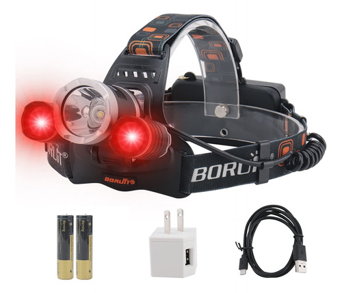 Boruit Rj-3000 Led Recargable, 3 Modos, Blanco Y Rojo, Linte