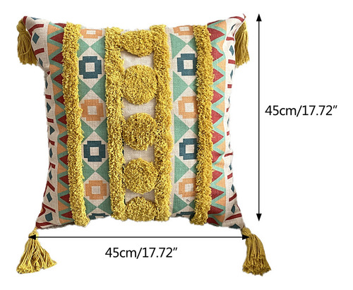 Funda De Cojín Cuadrada De Algodón Con Borlas En Mechones (2