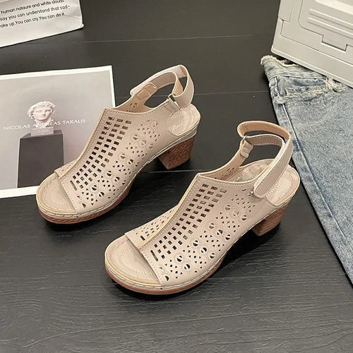 Sandalias Retro De Tacón Alto Con Plataforma Fish Mouth Para