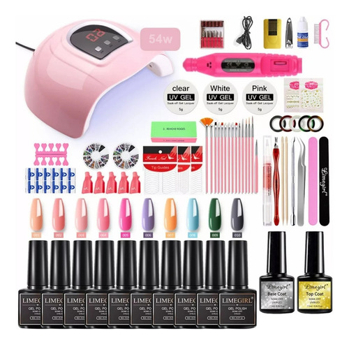 Kit Manicure Esmalte Uña Gel Uv Led Lámpara Pulidor Pedicure