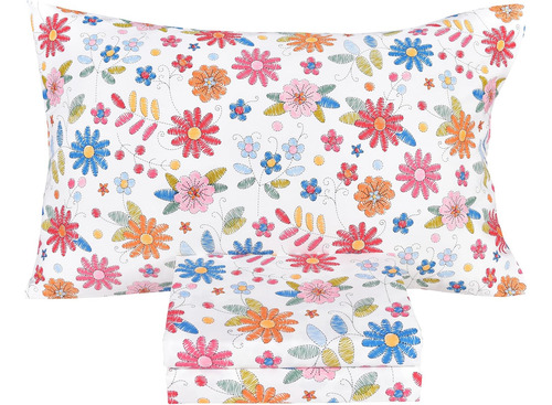 Juego De Sábanas De 3 Piezas Con Diseño De Flores Florales D