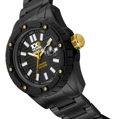 Reloj Cat Shockmaster Edicion 100 Años Automatico Sumergible Malla Negro Bisel Negro Fondo Negro