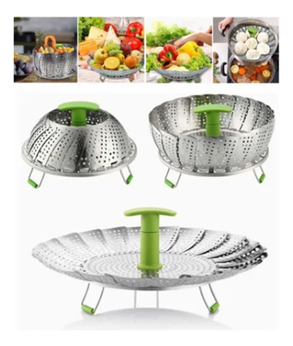 Steam Basket Cesta De Vapor Para Verduras Plegable De Acero