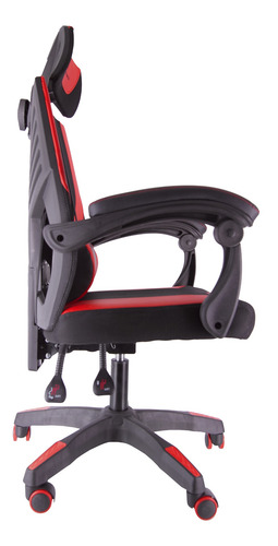 Imagen 4 de 8 de Silla de escritorio Riotoro M3 gamer ergonómica negra y roja con tapizado de mesh y cuero sintético