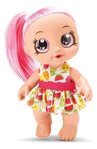 Boneca Menina Bebe Divertida Rainbow Baby Morango