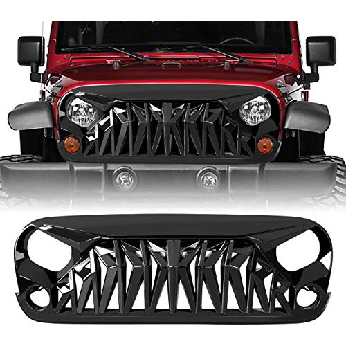 Allinoneparts Jk Glossy Black Shark Grille Front Grille For 