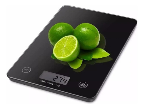 Balanza Pesa Digital Gramera De Cocina Vidrio Slim 1g - 5kg Capacidad Máxima 5 G Color Negro-227001 C23