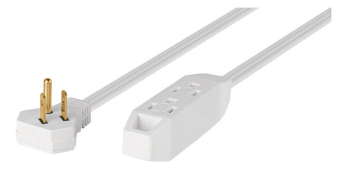 Extension Aterrizada 10 M Con Clavija Plana Volteck 49573 Color Blanco