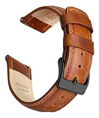 Malla Para Rejoj Analogico Cuero Genuino Toffee Black 24mm