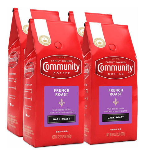 Community Coffee French Roast Café Molido Extra Oscuro, Bols