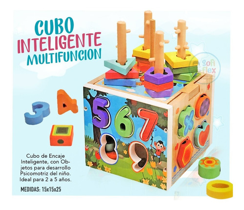 Cubo De Encaje Inteligente Multifuncion Madera Montessori