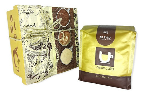 Kit Café Moído Unique Blend 500g  Caixa Presente Feita À Mão