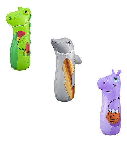 Costal De Box Inflable Punching Bag Infantil Animales 3 Color Celeste