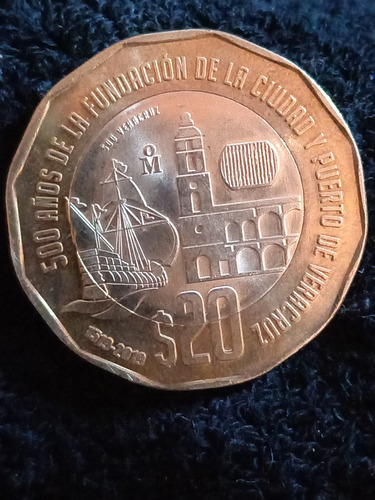 Moneda De 20 Pesos 500 Años De La Fundación Y Puertoveracruz