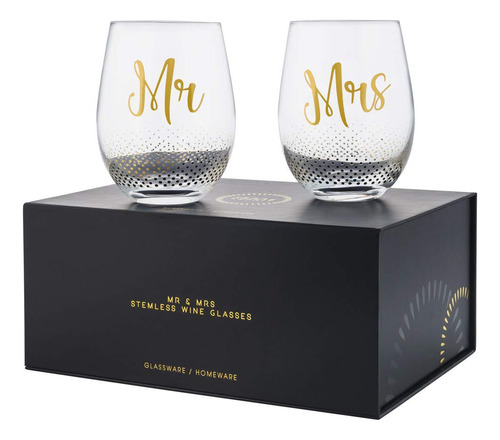 Verre Esprit Mr And Mrs - Copas De Vino Sin Tallo Para Novia