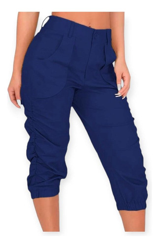 Pantalón Capri Cargo Bengalina Con Detalle De Frunce Colores