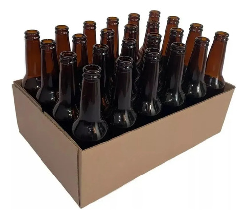 24 Pz Botella Vidrio Ámbar Cerveza 355ml Envasar 12oz Ambar
