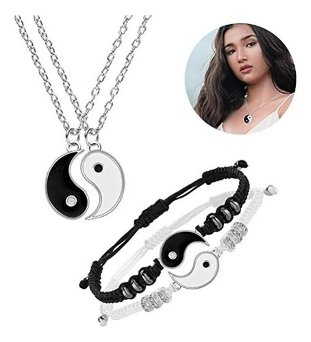 Juego De Pulsera Y Collar De Yin Y Yang Para Parejas 4 Uds