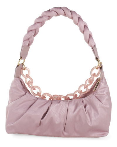 Bolsa Baguette Cloe Para Mujer Asa Al Hombro Trenzada Color Rosa