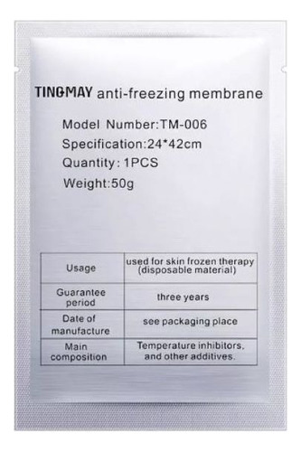 Pack 10 Membranas Anticongelantes Criolipolisis 24cm X 42cm