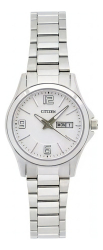 Reloj Citizen Original Para Dama Eq0591-56a Color de la correa Plateado Color del bisel Plateado Color del fondo Blanco