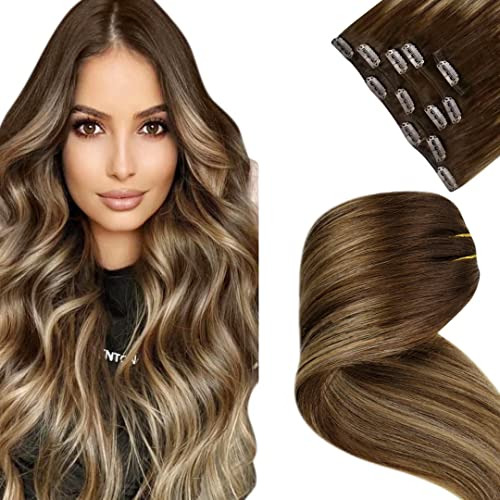 Laavoo 22 Pulgadas Marrón Pelo Humano Extensiones Qq1lh