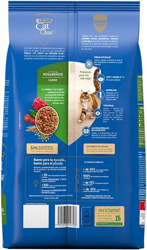 Imagen 2 de 3 de Alimento Cat Chow Defense Plus Gato Hogareño Adulto 1.5kg