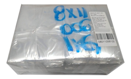 Saco Plástico Transparente 8x11 Esp.0,06 1890 Unc/ 1kg Pe