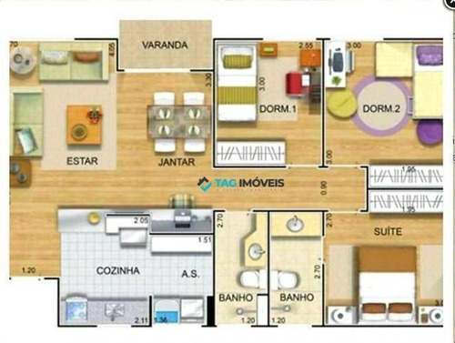 Imagem 17 de 20 de Apartamento Com 3 Dormitórios À Venda, 82 M² Por R$ 490.000,00 - Jardim Das Oliveiras - Campinas/sp - Ap2159