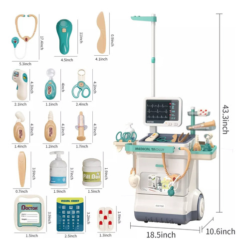 Conjunto De Brinquedos Para Carrinho Médico Infantil