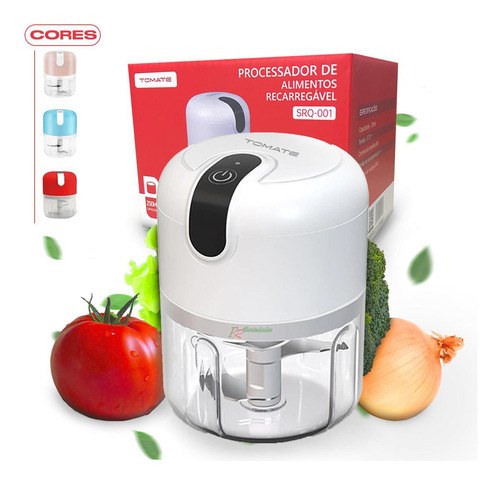 Tomate Mini Processador Elétrico De Alho Legumes Usb cor branco 