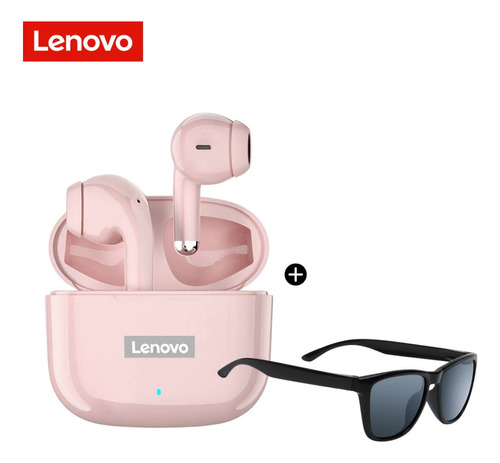 Audifono Inalambrico Lenovo Lp40 Pro Rosado + Lente De Sol Color Rosa Luz Rosa claro