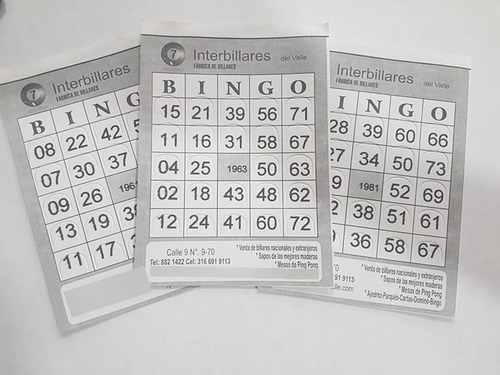 50 Tablas De Bingo En Papel 