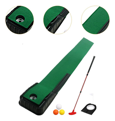 Tapete De Golf Con 3 Pelotas, Entrenador De Putter Rojo